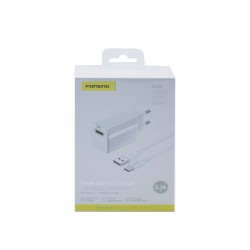 Carregador Foneng EU76 USB 2,1A com Cabo Tipo-C 1m Branco